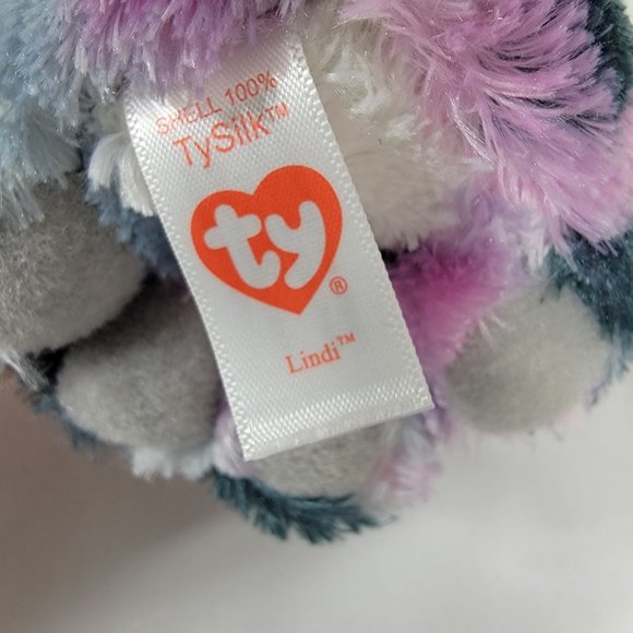 2017 Ty Beanie Boos - Lindi Pink & Grey Tabby Cat - Soft Plush Stuffed Toy 6" - Picture 10 of 11